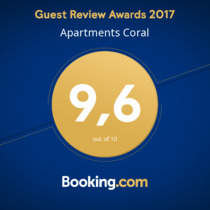 Booking.com award 2017 review score of 9.6