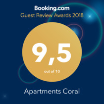 Booking.com award 2018 review score of 9.5